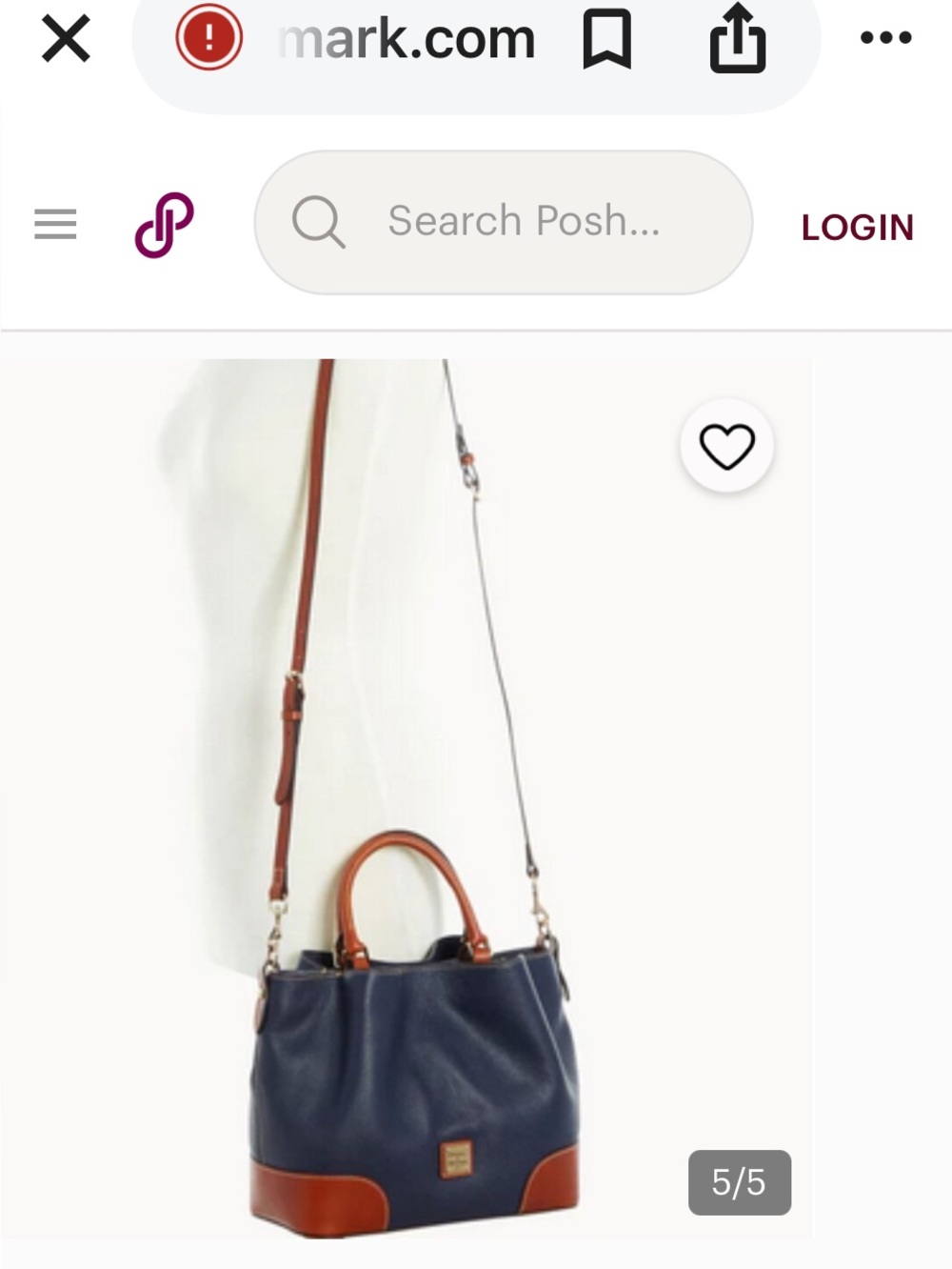 Dooney & Bourke Navy Pebbled Leather Shoulder Bag with Brown Trim - Picture 3 of 16
